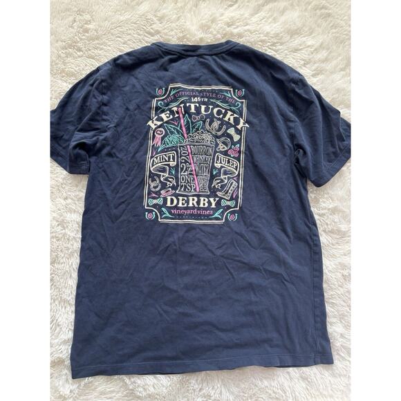 Vineyard Vines women's sz. XS 149th Kentucky Derby themed blue tee. Cute - Picture 1 of 10